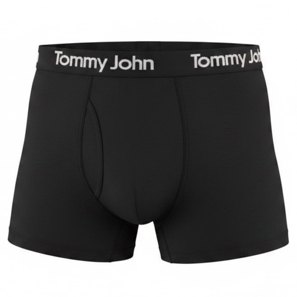 Tommy John Men's Cotton Stretch Mid Rise Cool‎ Boxer Brief Black Size Medium